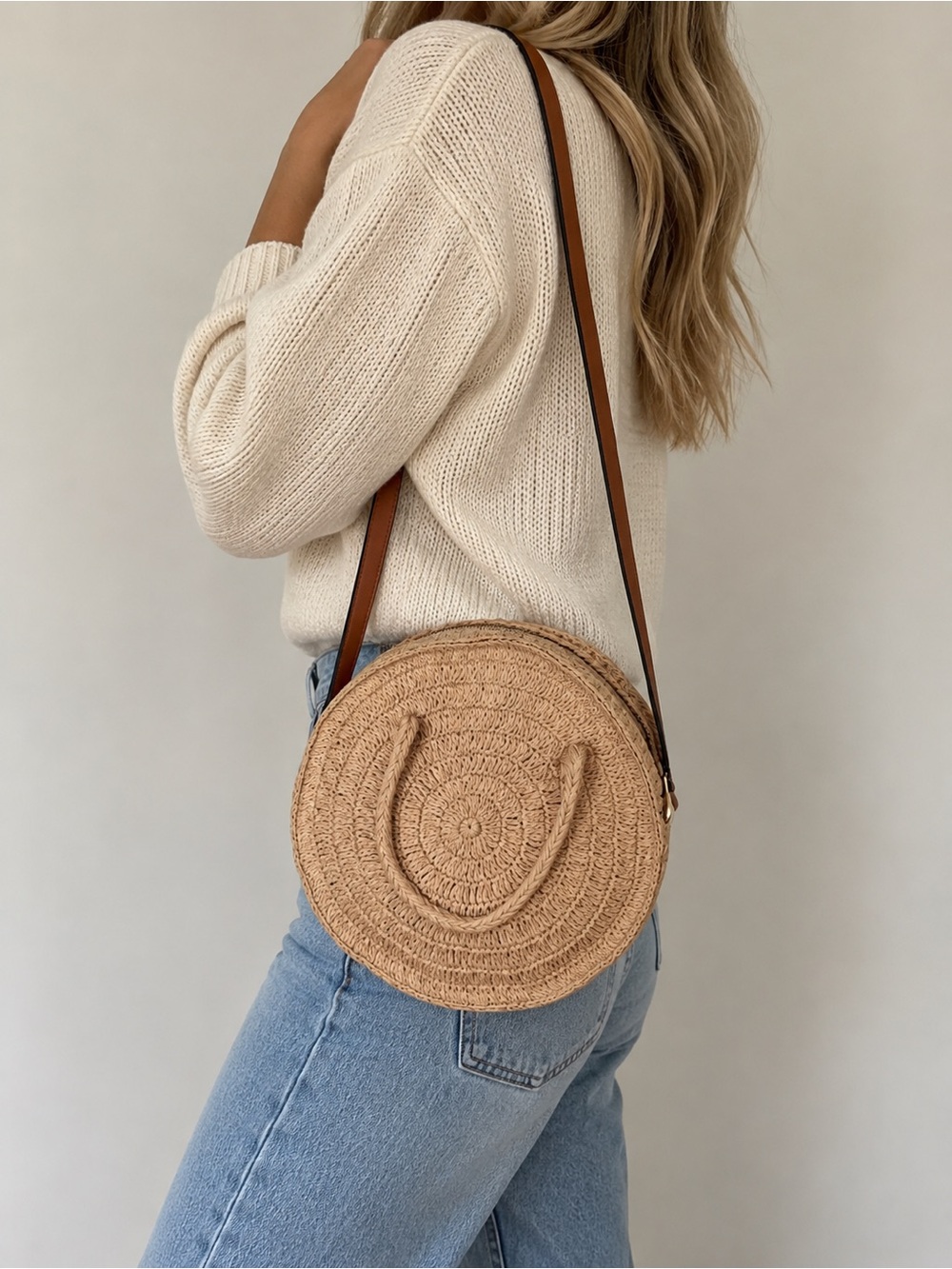 H&M Round Woven Straw Crossbody Bag